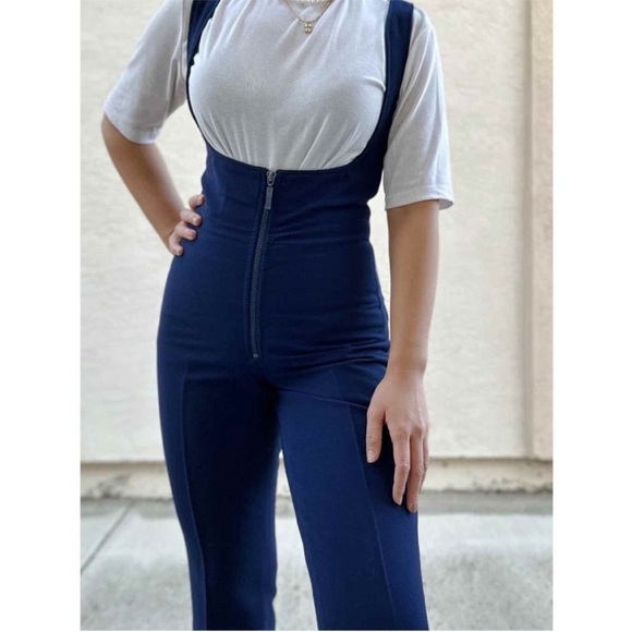 Vintage Ossi Skiwear Wool Ski Snow Bibs Overalls Pants Black Size Small XS - Picture 1 of 14